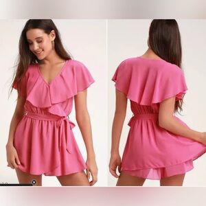 Lulus Lori surplus romper size Medium pink